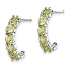 Rhodium-plated Sterling Silver Peridot J-Hoop Earrings