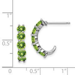 Rhodium-plated Sterling Silver Peridot J-Hoop Earrings