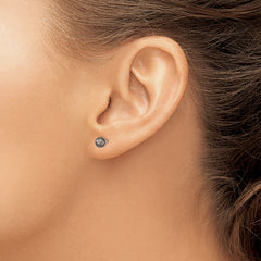 Sterling Silver 4-5mm RH Black FWC Round Pearl Stud Earrings