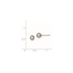 Rhodium-plated Sterling Silver 5-6mm Grey FWC Round Pearl Stud Earrings