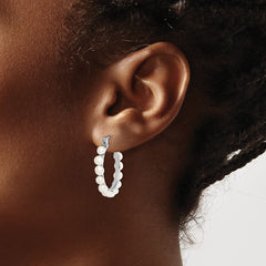 Rhodium-plated Sterling Silver 4-5mm White FWC Pearl Hoops
