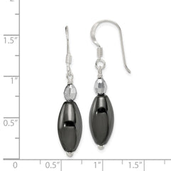 Sterling Silver Shepherd Hook Crystal & Black Agate Dangle Earrings