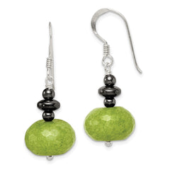 Sterling Silver Green Jade and Hematite Earrings