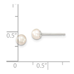 Rhodium-plated Sterling Silver 4-5mm White Button FWC Pearl Post Earrings