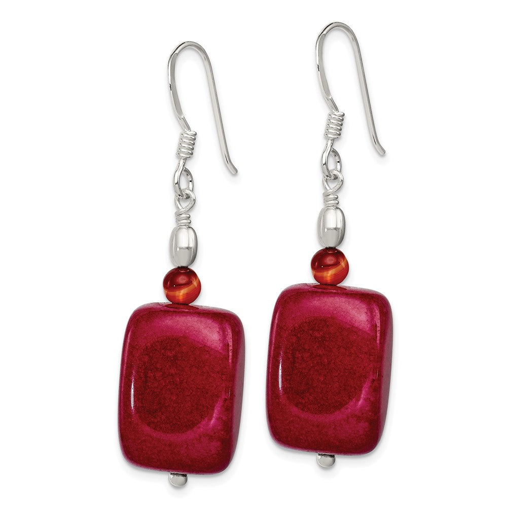Sterling Silver Carnelian and Red Jade Earrings