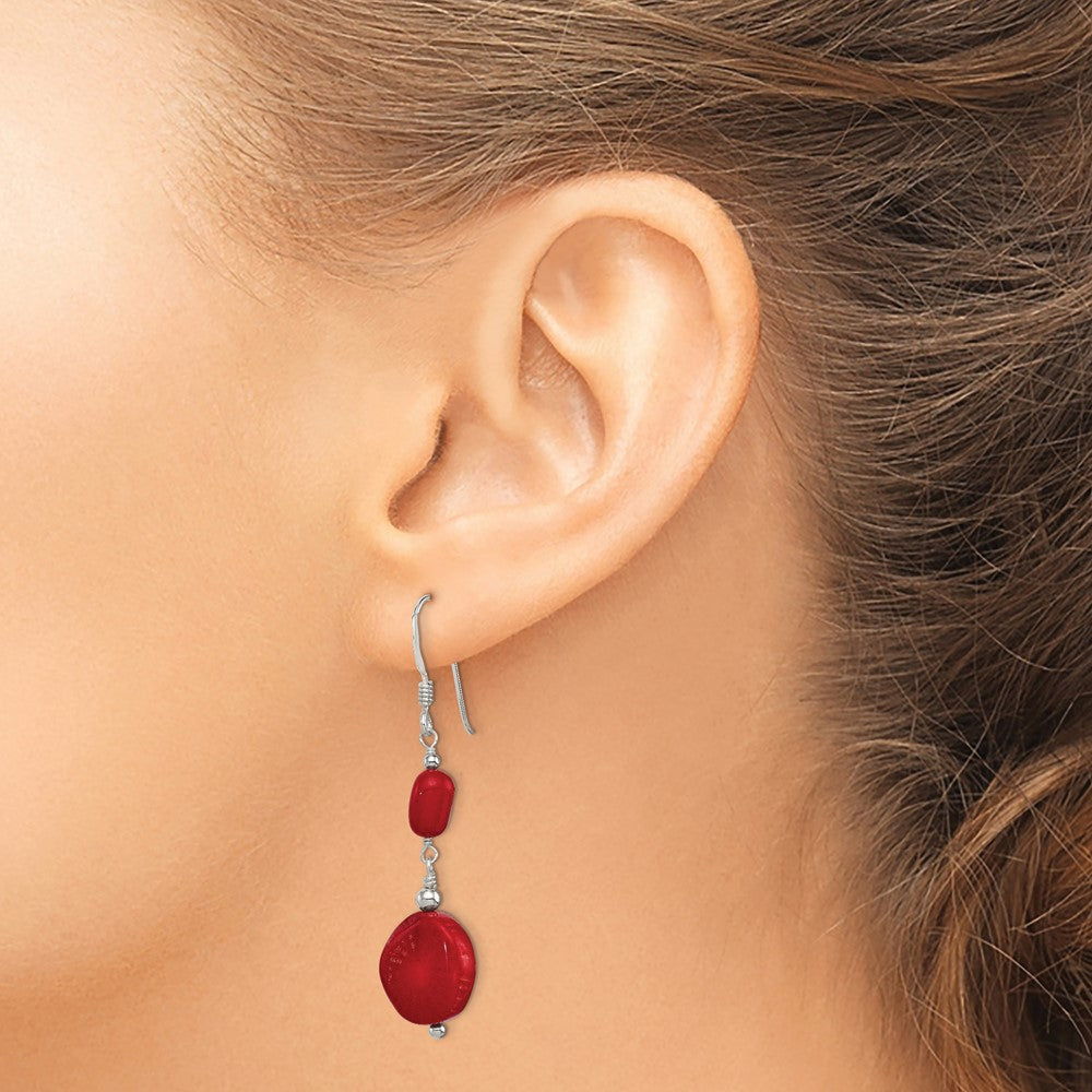 Sterling Silver Red Coral Earrings