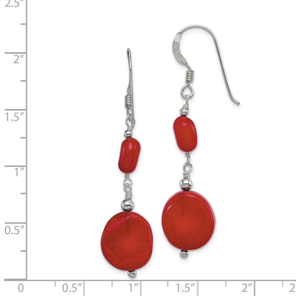 Sterling Silver Red Coral Earrings