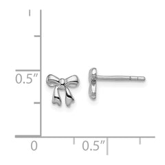 Rhodium-plated Sterling Silver Polished Bow Post Earrings