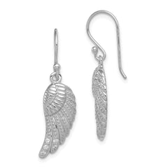 Rhodium-plated Sterling Silver CZ Wings Shepherd Hook Earrings