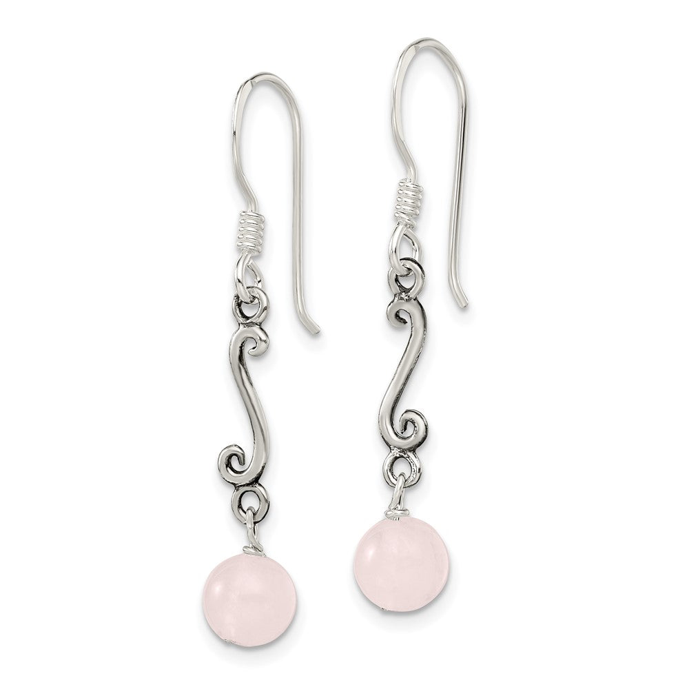 Sterling Silver Rose Quartz Antiqued Dangle Earrings