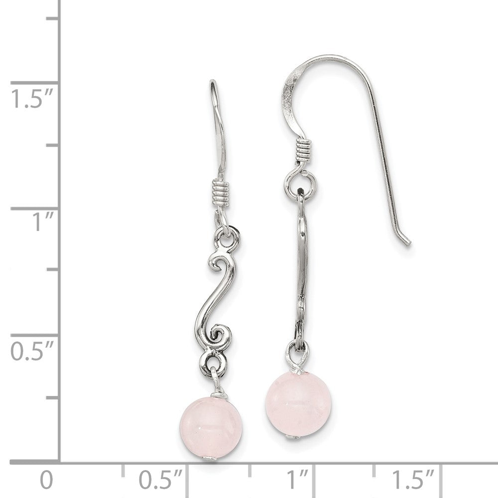Sterling Silver Rose Quartz Antiqued Dangle Earrings