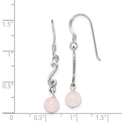 Sterling Silver Rose Quartz Antiqued Dangle Earrings