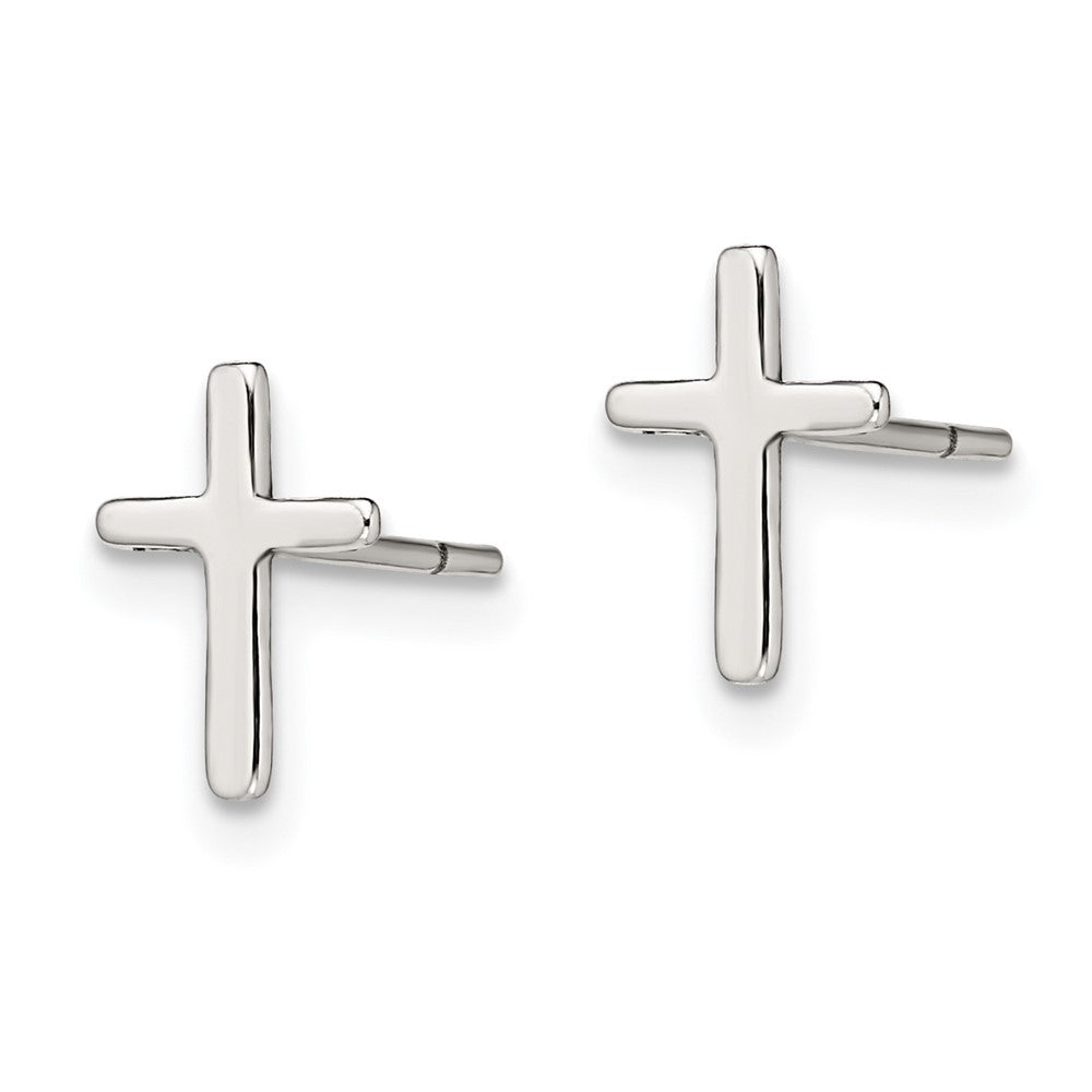 Sterling Silver Polished Cross Post Earrings