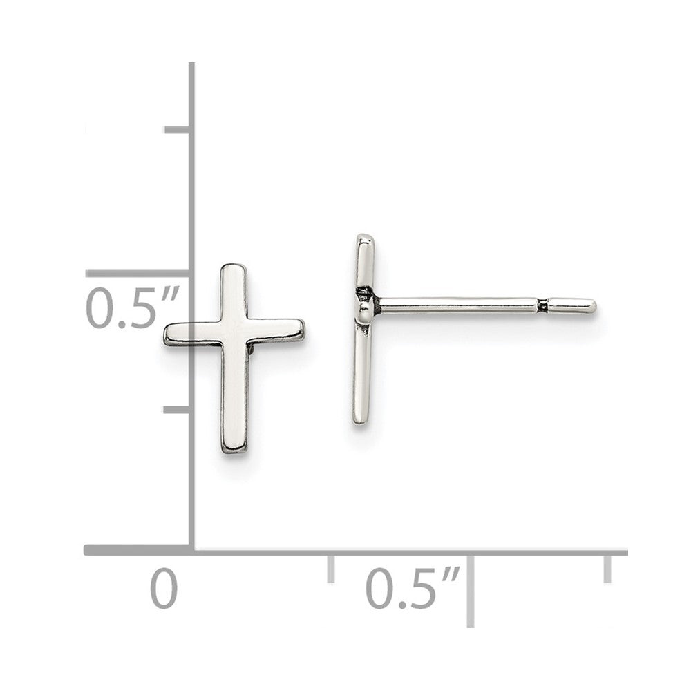 Sterling Silver Polished Cross Post Earrings