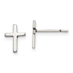 Sterling Silver Polished Cross Post Earrings