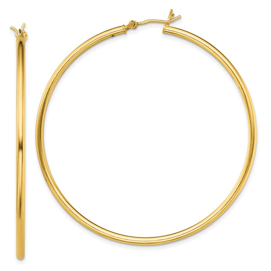 Yellow Gold-plated Sterling Silver Polished 2x55mm Hoop Earrings