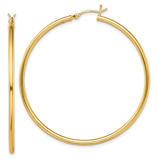 Yellow Gold-plated Sterling Silver Polished 2x50mm Hoop Earrings
