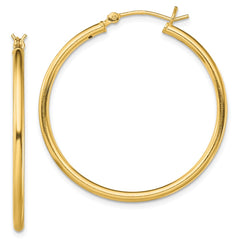 Yellow Gold-plated Sterling Silver Polished 2x35mm Hoop Earrings