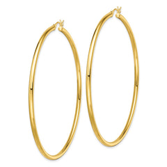 Yellow Gold-plated Sterling Silver Polished 2.5x70mm Hoop Earrings