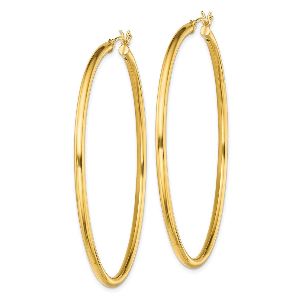 Yellow Gold-plated Sterling Silver Polished 2.5x60mm Hoop Earrings