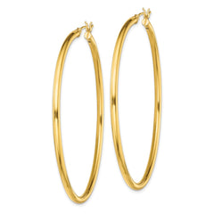 Yellow Gold-plated Sterling Silver Polished 2.5x60mm Hoop Earrings