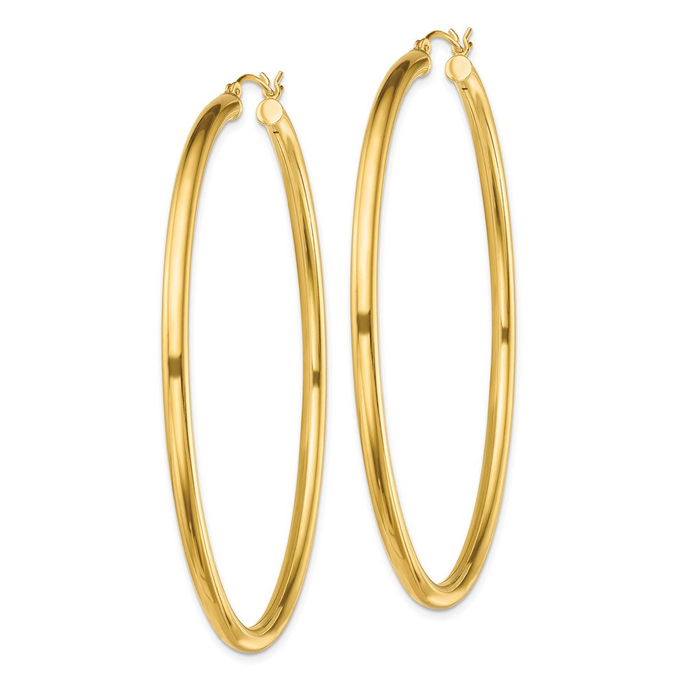 Yellow Gold-plated Sterling Silver Polished 3x65mm Hoop Earrings