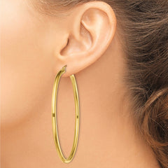 Yellow Gold-plated Sterling Silver Polished 3x65mm Hoop Earrings