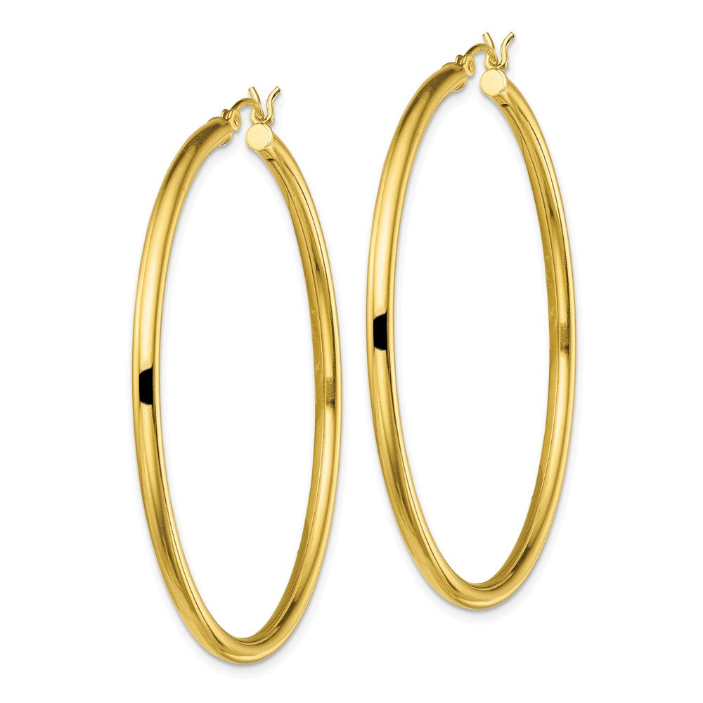 Yellow Gold-plated Sterling Silver Polished 2.5x50mm Hoop Earrings