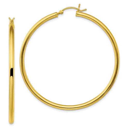 Yellow Gold-plated Sterling Silver Polished 2.5x50mm Hoop Earrings