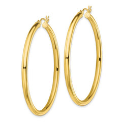 Yellow Gold-plated Sterling Silver Polished 3x50mm Hoop Earrings