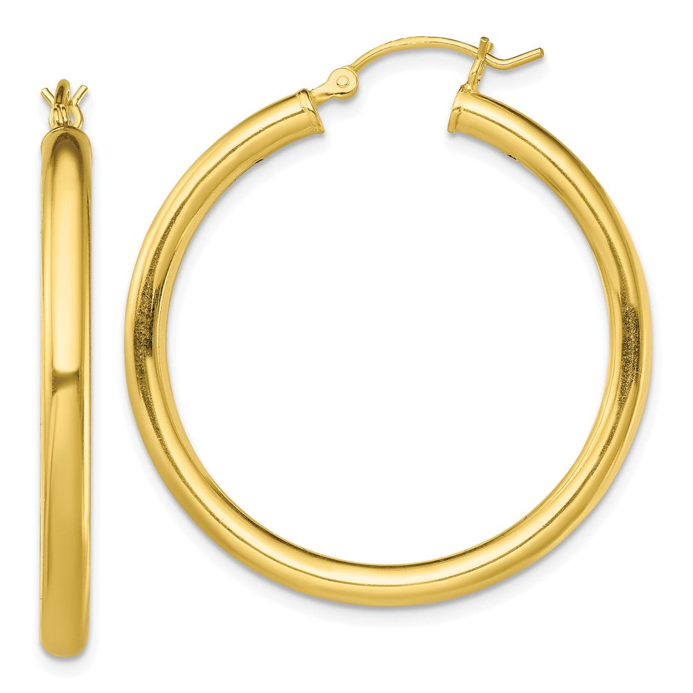 Yellow Gold-plated Sterling Silver Polished 3x35mm Hoop Earrings