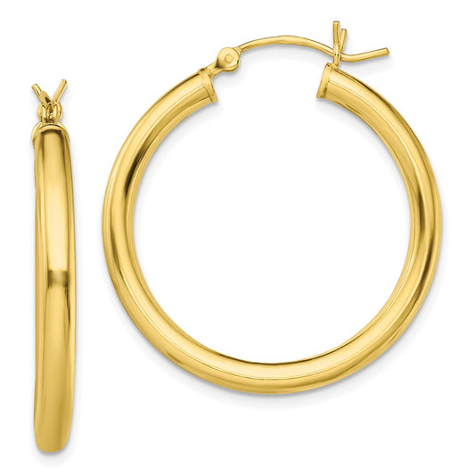 Yellow Gold-plated Sterling Silver Polished 3x30mm Hoop Earrings