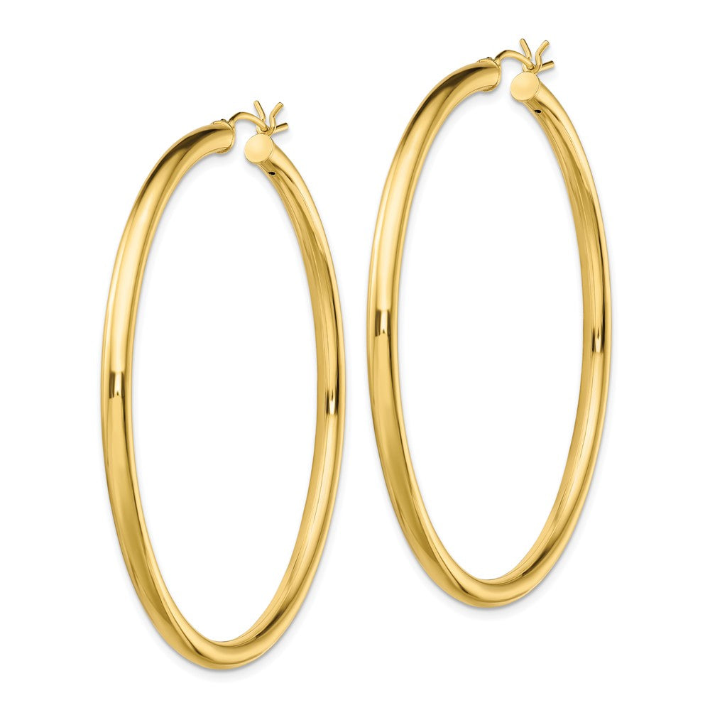 Yellow Gold-plated Sterling Silver Polished 3x55mm Hoop Earrings