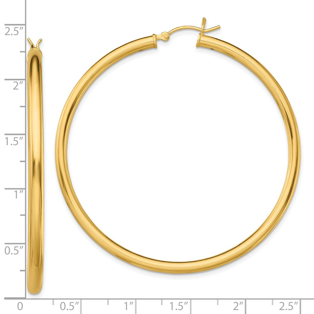 Yellow Gold-plated Sterling Silver Polished 3x55mm Hoop Earrings