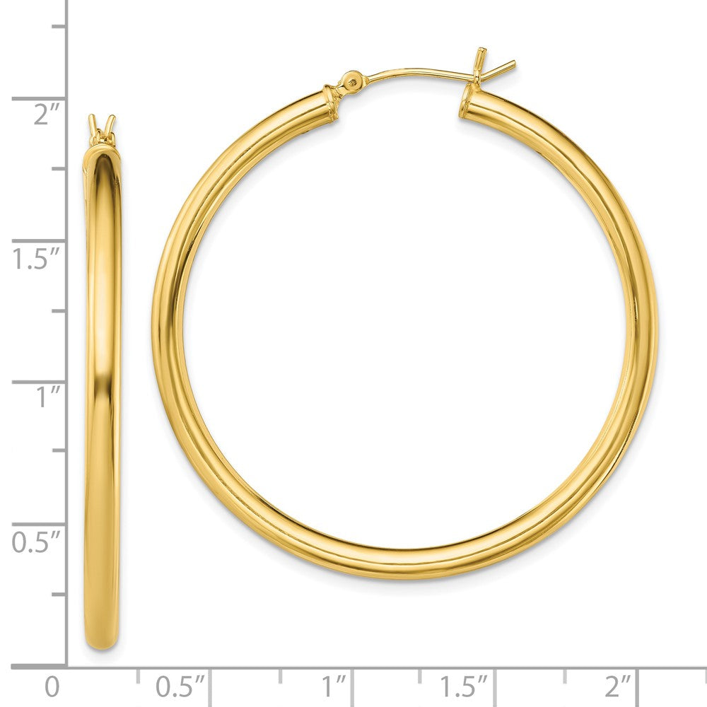 Yellow Gold-plated Sterling Silver Polished 3x45mm Hoop Earrings