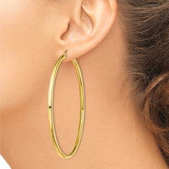 Yellow Gold-plated Sterling Silver Polished 3x70mm Hoop Earrings