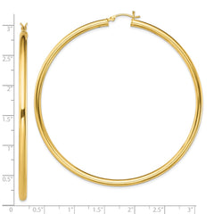 Yellow Gold-plated Sterling Silver Polished 3x70mm Hoop Earrings