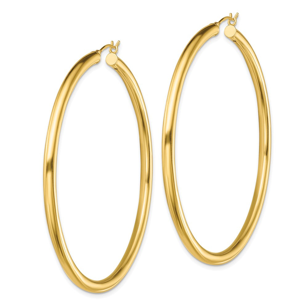 Yellow Gold-plated Sterling Silver Polished 3x60mm Hoop Earrings