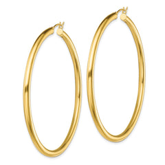 Yellow Gold-plated Sterling Silver Polished 3x60mm Hoop Earrings