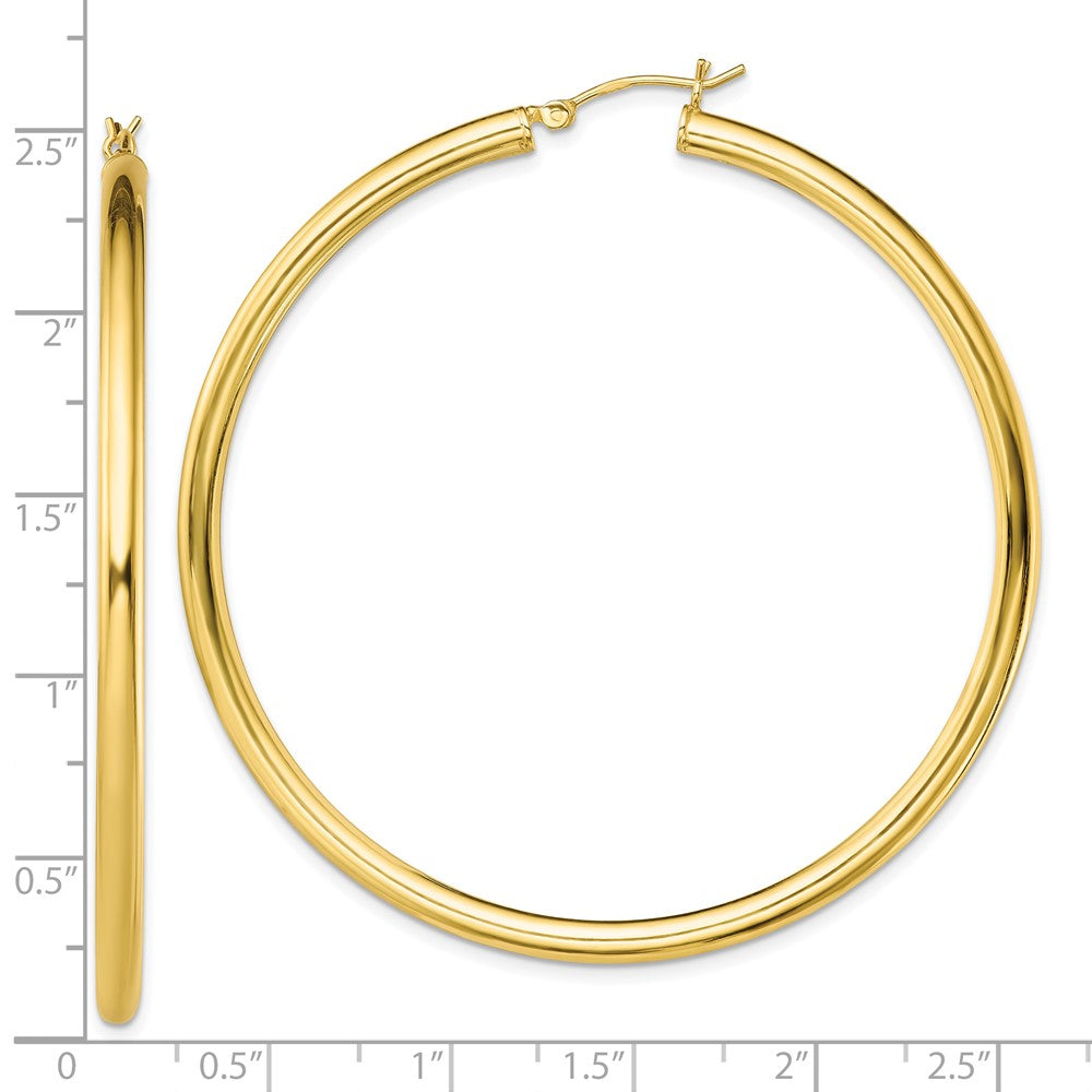 Yellow Gold-plated Sterling Silver Polished 3x60mm Hoop Earrings