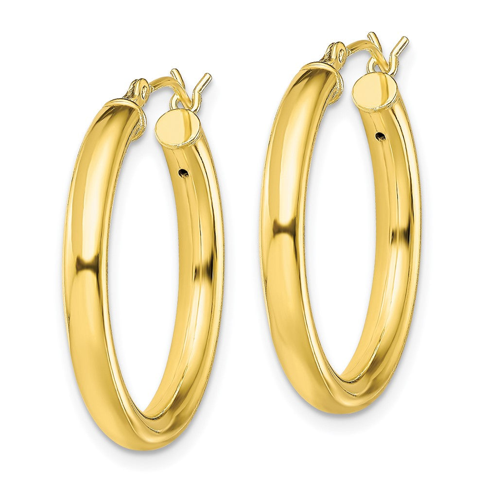 Yellow Gold-plated Sterling Silver Polished 3x25mm Hoop Earrings
