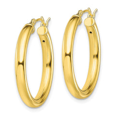Yellow Gold-plated Sterling Silver Polished 3x25mm Hoop Earrings