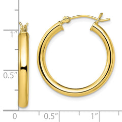 Yellow Gold-plated Sterling Silver Polished 3x25mm Hoop Earrings