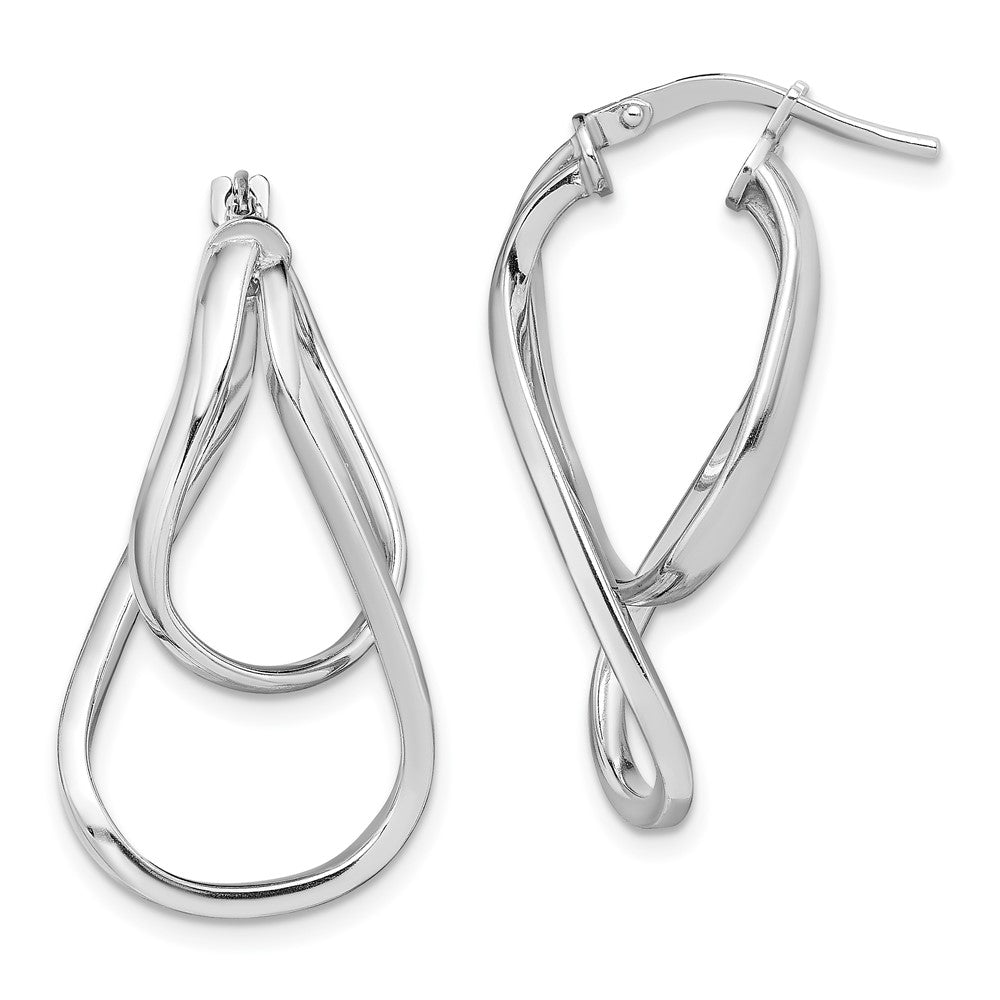Rhodium-plated Sterling Silver Twisted Hoop Earrings