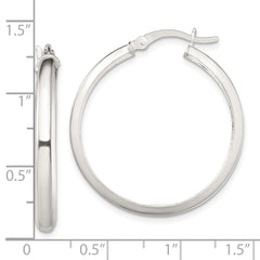 Sterling Silver Polished Beveled Edge 4mm Hoop Earrings