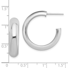 Rhodium-plated Sterling Silver Polished 6mm Post Hoops Earrings