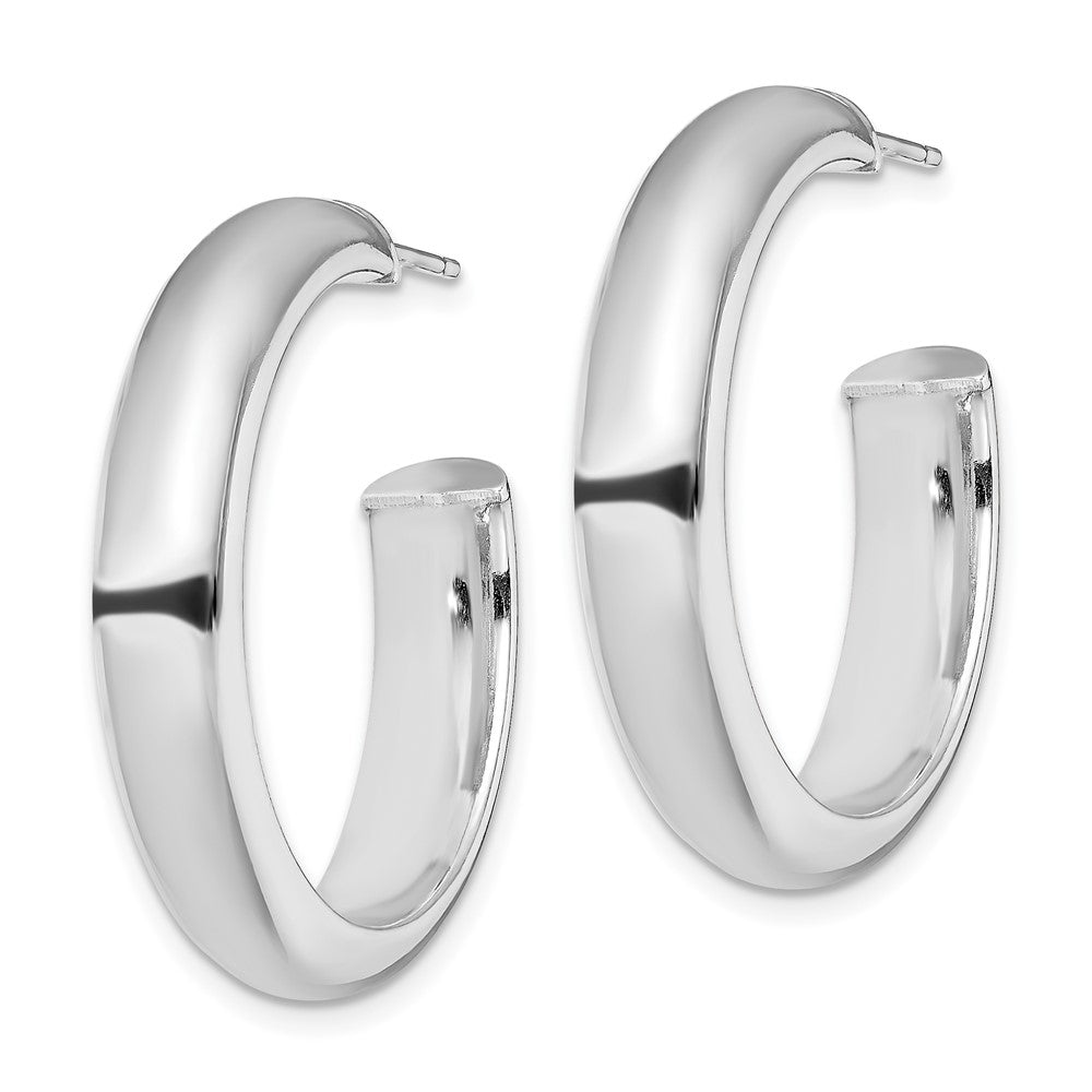Rhodium-plated Sterling Silver Polished 6mm Post Hoops Earrings