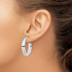 Rhodium-plated Sterling Silver Polished 6mm Post Hoops Earrings