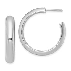 Rhodium-plated Sterling Silver Polished 6mm Post Hoops Earrings