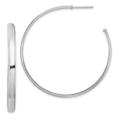 Rhodium-plated Sterling Silver Polished 3.8mm Post Hoops Earrings